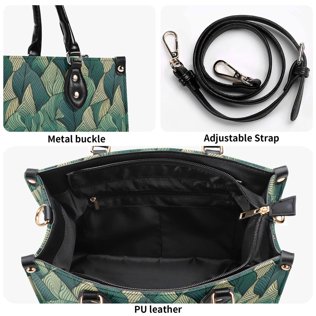 Leaf Pattern Luxury PU Leather Handbag Luxury PU Leather Handbag Plants Printed Offshore