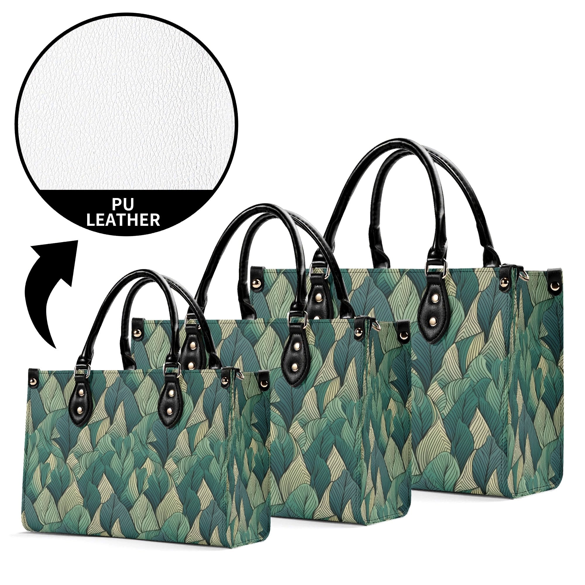 Leaf Pattern Luxury PU Leather Handbag Luxury PU Leather Handbag Plants Printed Offshore