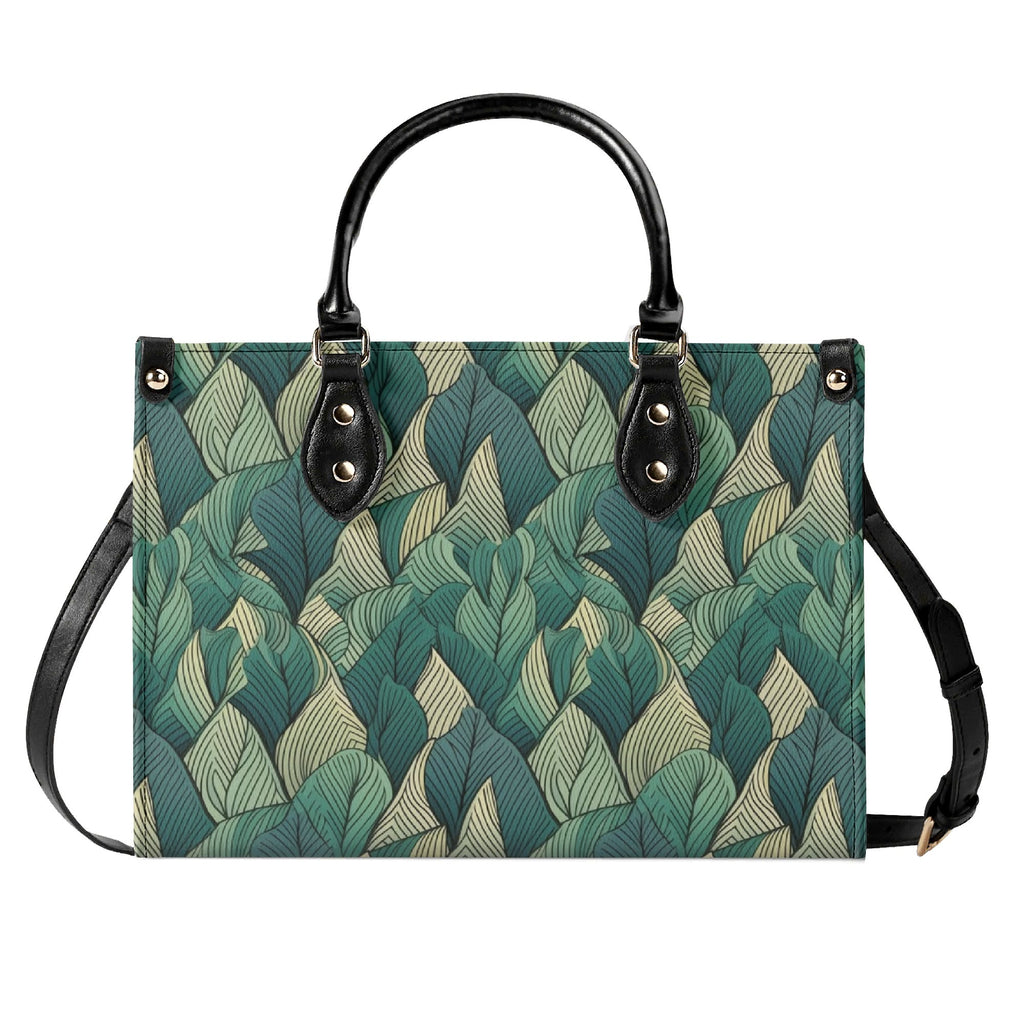 Leaf Pattern Luxury PU Leather Handbag Luxury PU Leather Handbag Plants Printed Offshore