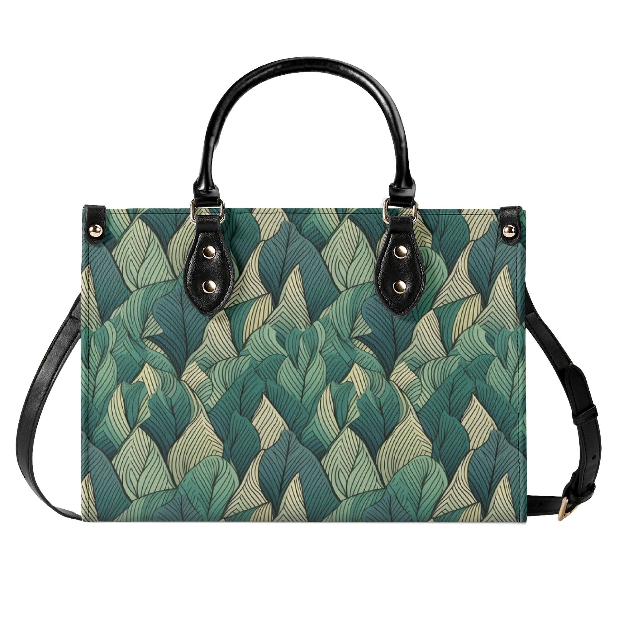 Leaf Pattern Luxury PU Leather Handbag Luxury PU Leather Handbag Plants Printed Offshore