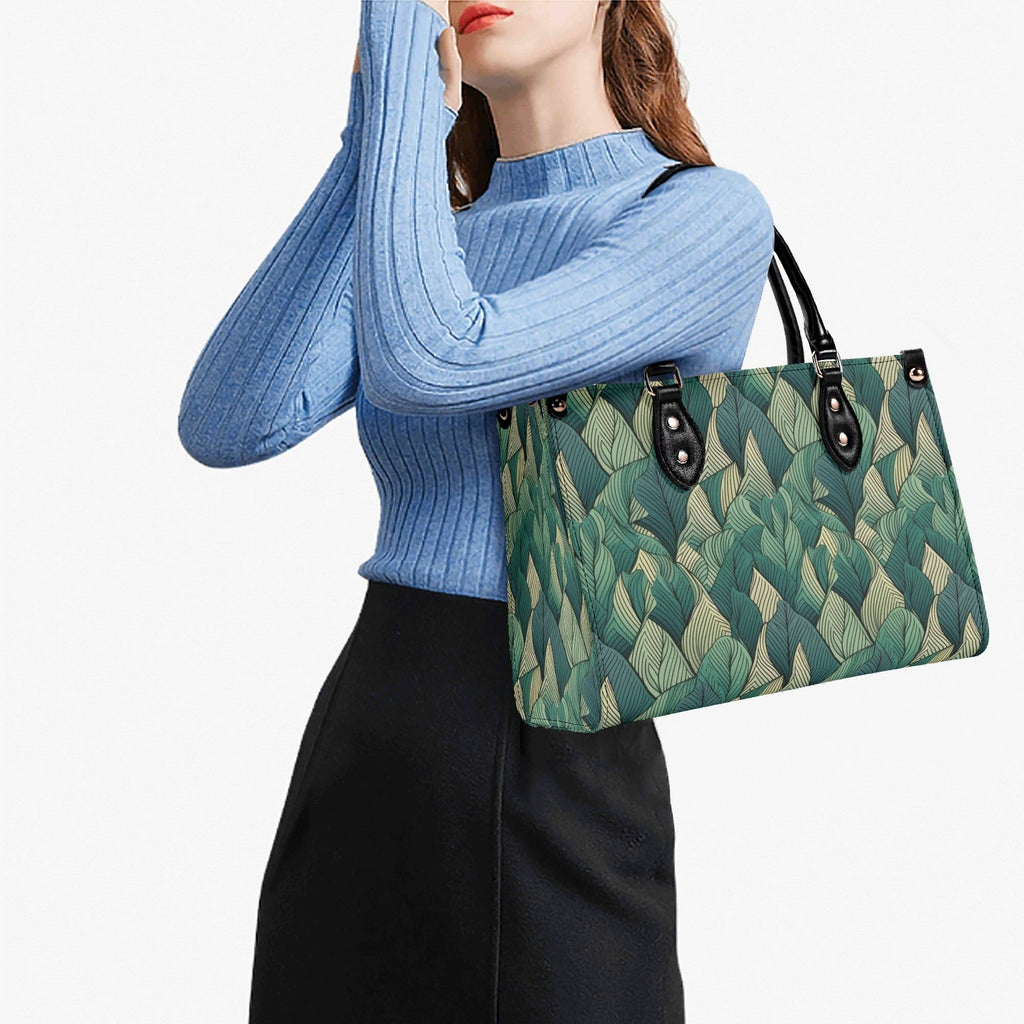 Leaf Pattern Luxury PU Leather Handbag Luxury PU Leather Handbag Plants Printed Offshore