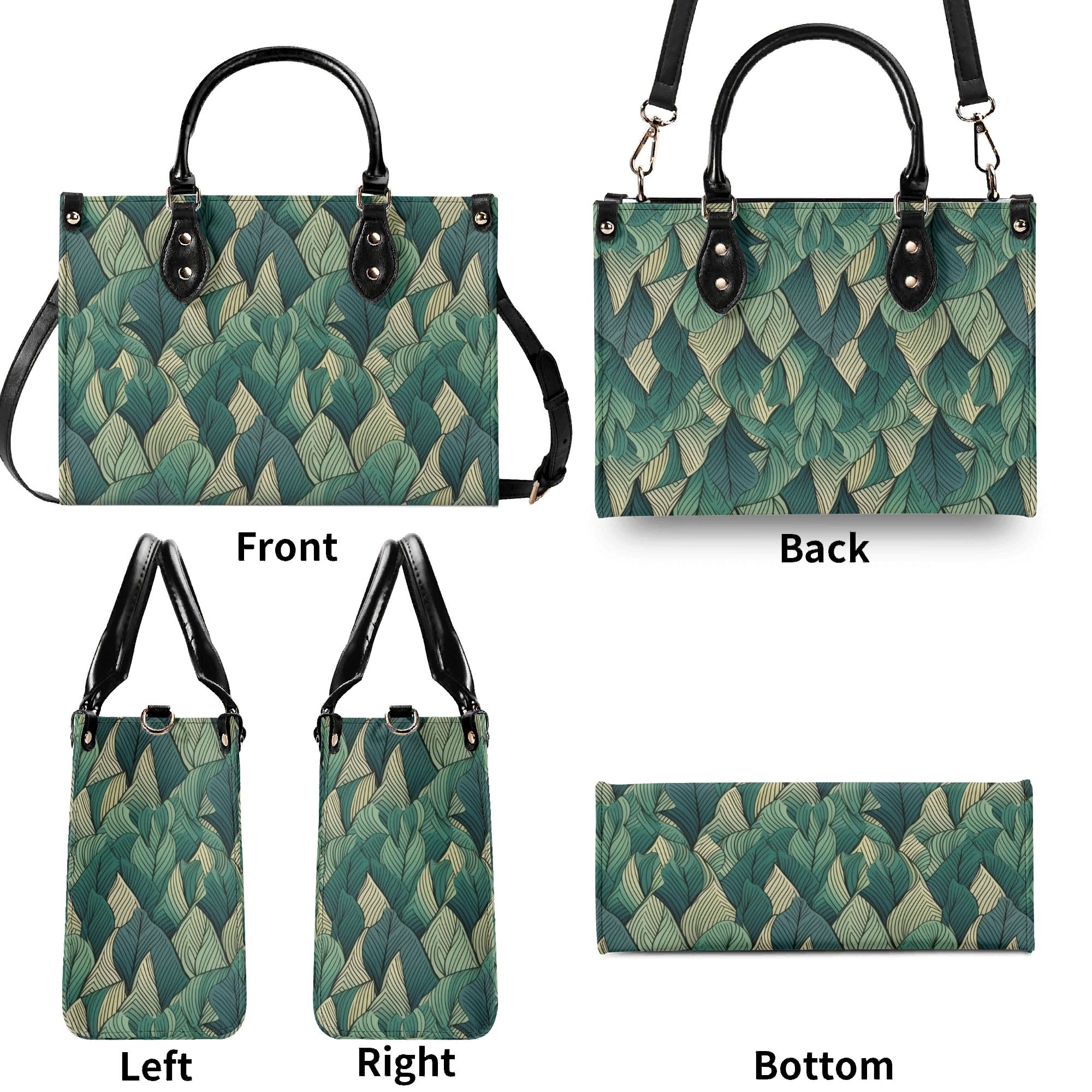 Leaf Pattern Luxury PU Leather Handbag Luxury PU Leather Handbag Plants Printed Offshore