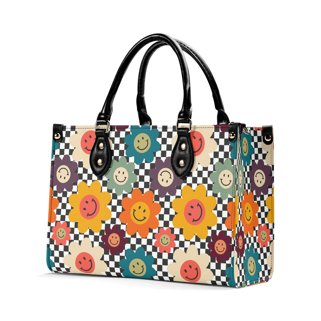 Happy Retro Flowers Luxury PU Leather Handbag Luxury PU Leather Handbag Printed Offshore Retro
