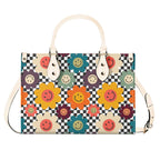 Happy Retro Flowers Luxury PU Leather Handbag Luxury PU Leather Handbag Printed Offshore Retro