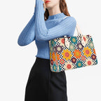 Happy Retro Flowers Luxury PU Leather Handbag Luxury PU Leather Handbag Printed Offshore Retro