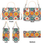 Happy Retro Flowers Luxury PU Leather Handbag Luxury PU Leather Handbag Printed Offshore Retro