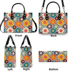 Happy Retro Flowers Luxury PU Leather Handbag Luxury PU Leather Handbag Printed Offshore Retro