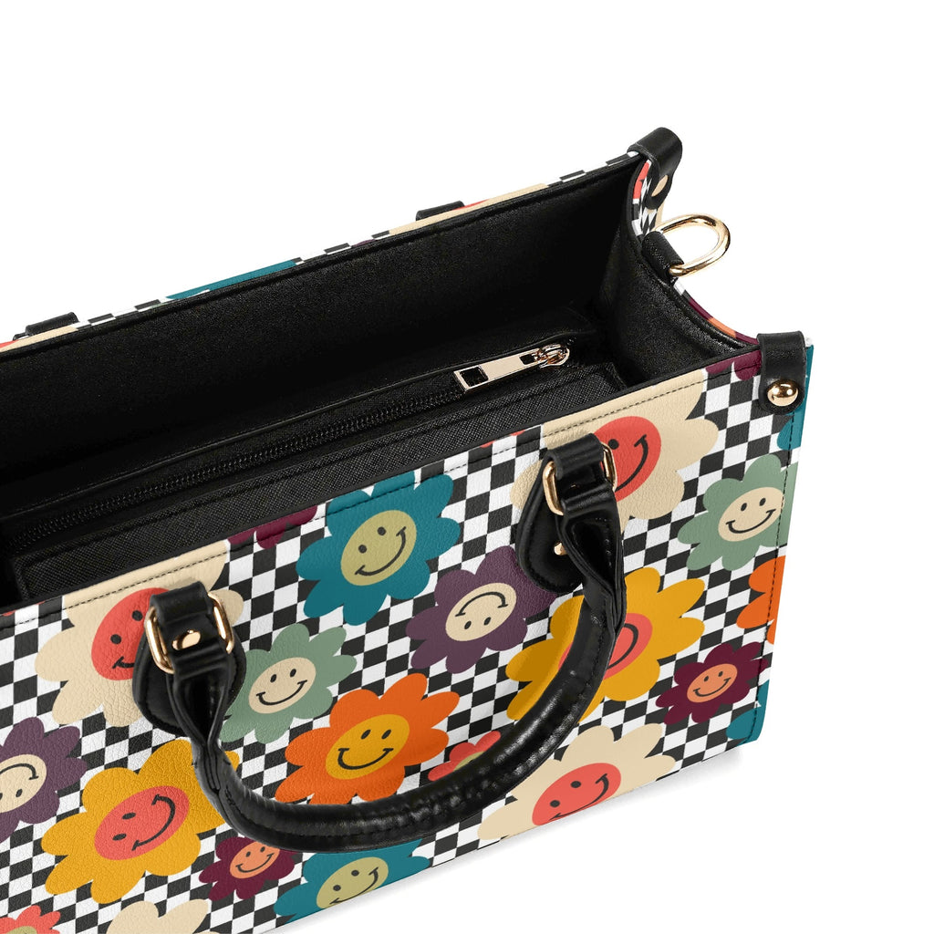 Happy Retro Flowers Luxury PU Leather Handbag Luxury PU Leather Handbag Printed Offshore Retro
