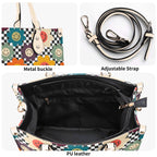 Happy Retro Flowers Luxury PU Leather Handbag Luxury PU Leather Handbag Printed Offshore Retro
