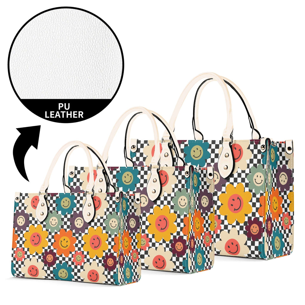 Happy Retro Flowers Luxury PU Leather Handbag Luxury PU Leather Handbag Printed Offshore Retro