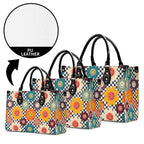 Happy Retro Flowers Luxury PU Leather Handbag Luxury PU Leather Handbag Printed Offshore Retro