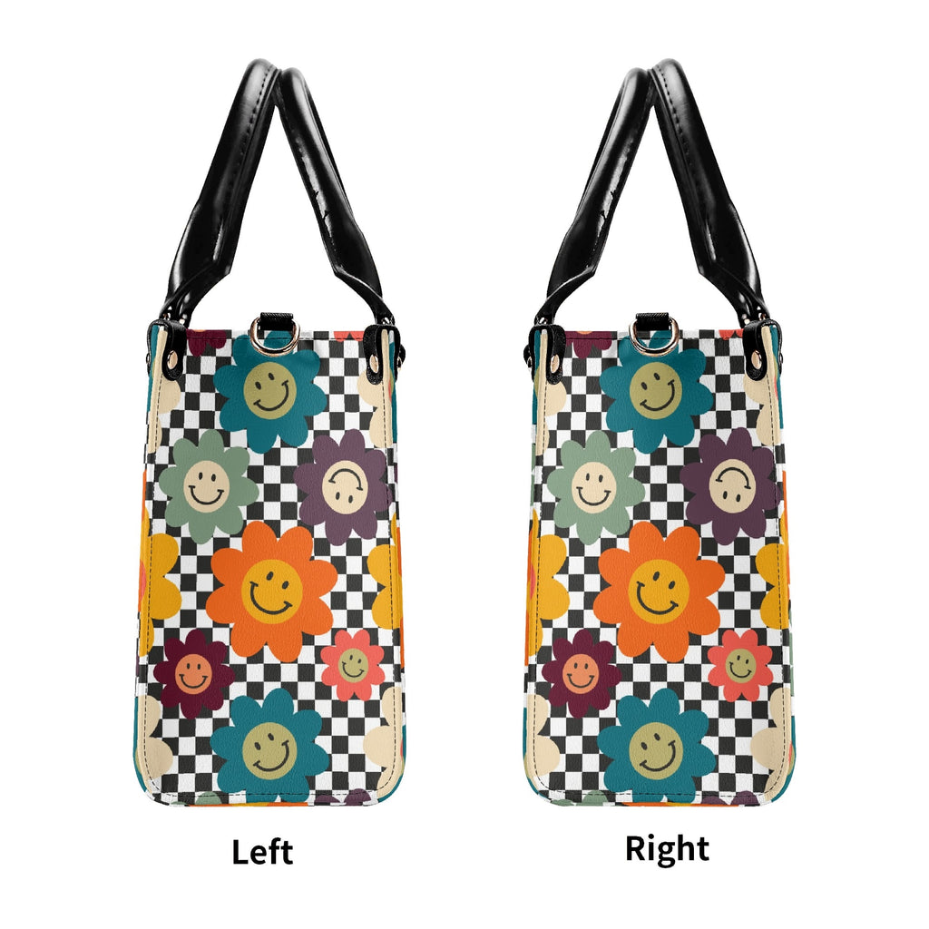 Happy Retro Flowers Luxury PU Leather Handbag Luxury PU Leather Handbag Printed Offshore Retro