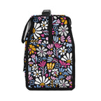 Graphic Flowers On Black Flip-top Lunch Bag Flip Top Lunch Bag Plants Printed Offshore