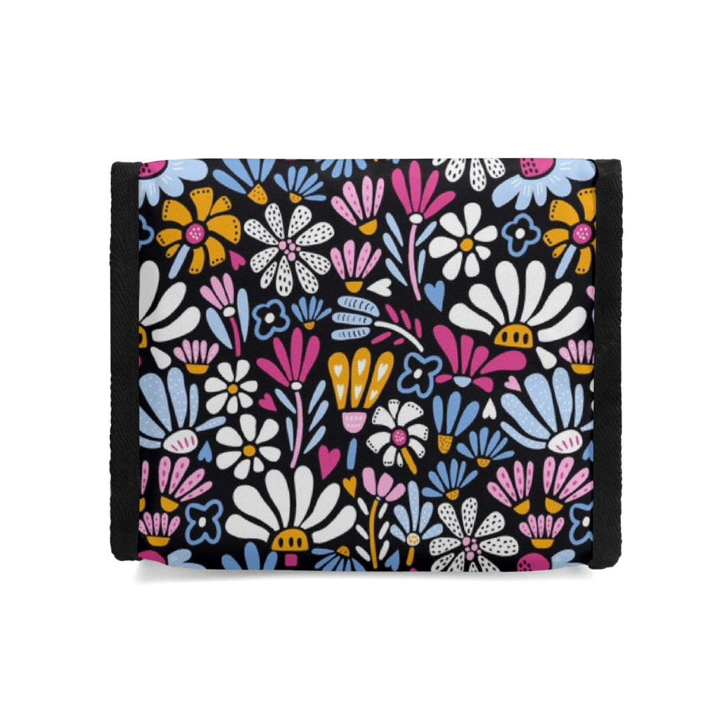 Graphic Flowers On Black Flip-top Lunch Bag Flip Top Lunch Bag Plants Printed Offshore
