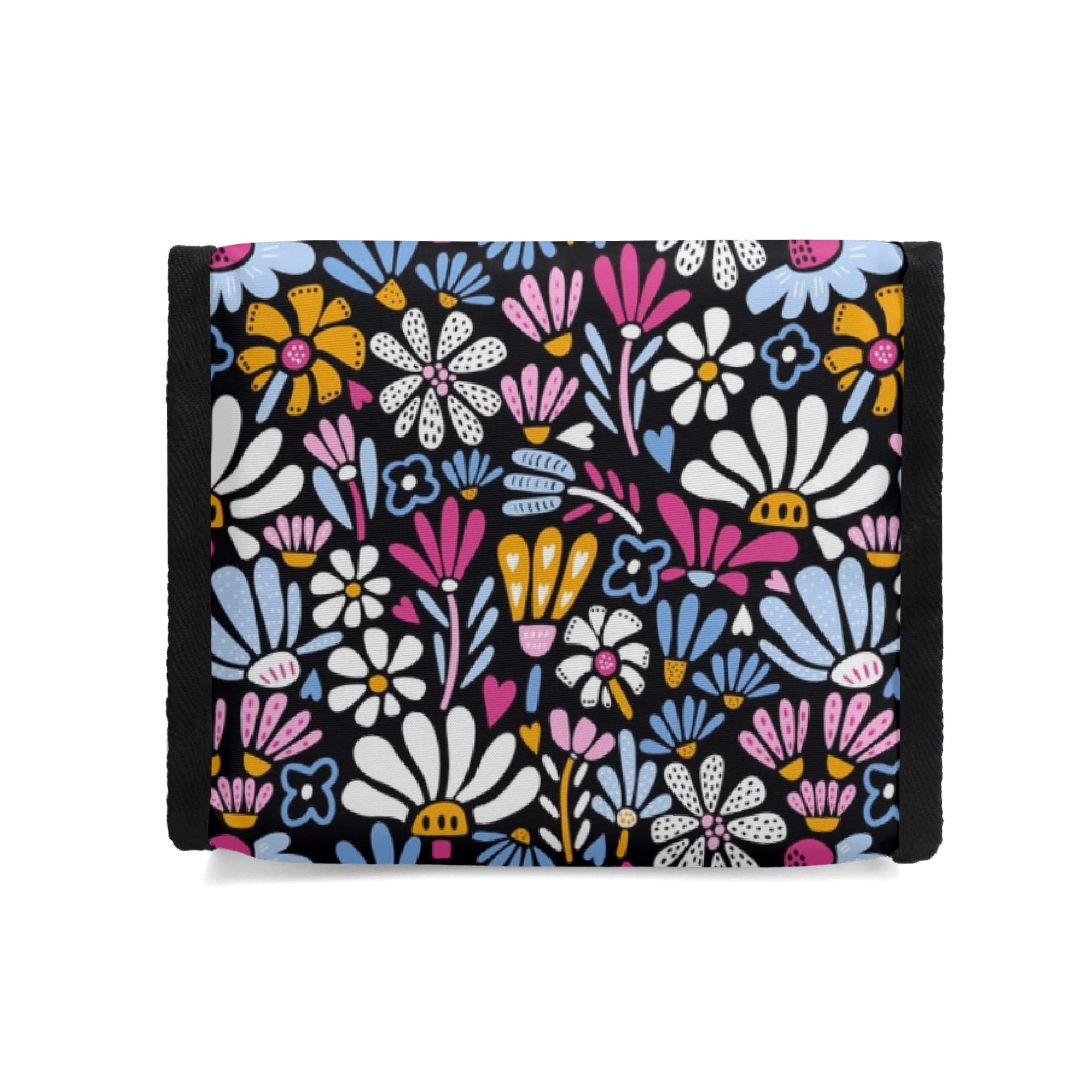 Graphic Flowers On Black - Flip-top Lunch Bag Flip Top Lunch Bag Plants Printed Offshore
