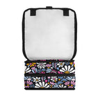 Graphic Flowers On Black Flip-top Lunch Bag Flip Top Lunch Bag Plants Printed Offshore
