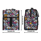 Graphic Flowers On Black Flip-top Lunch Bag Flip Top Lunch Bag Plants Printed Offshore