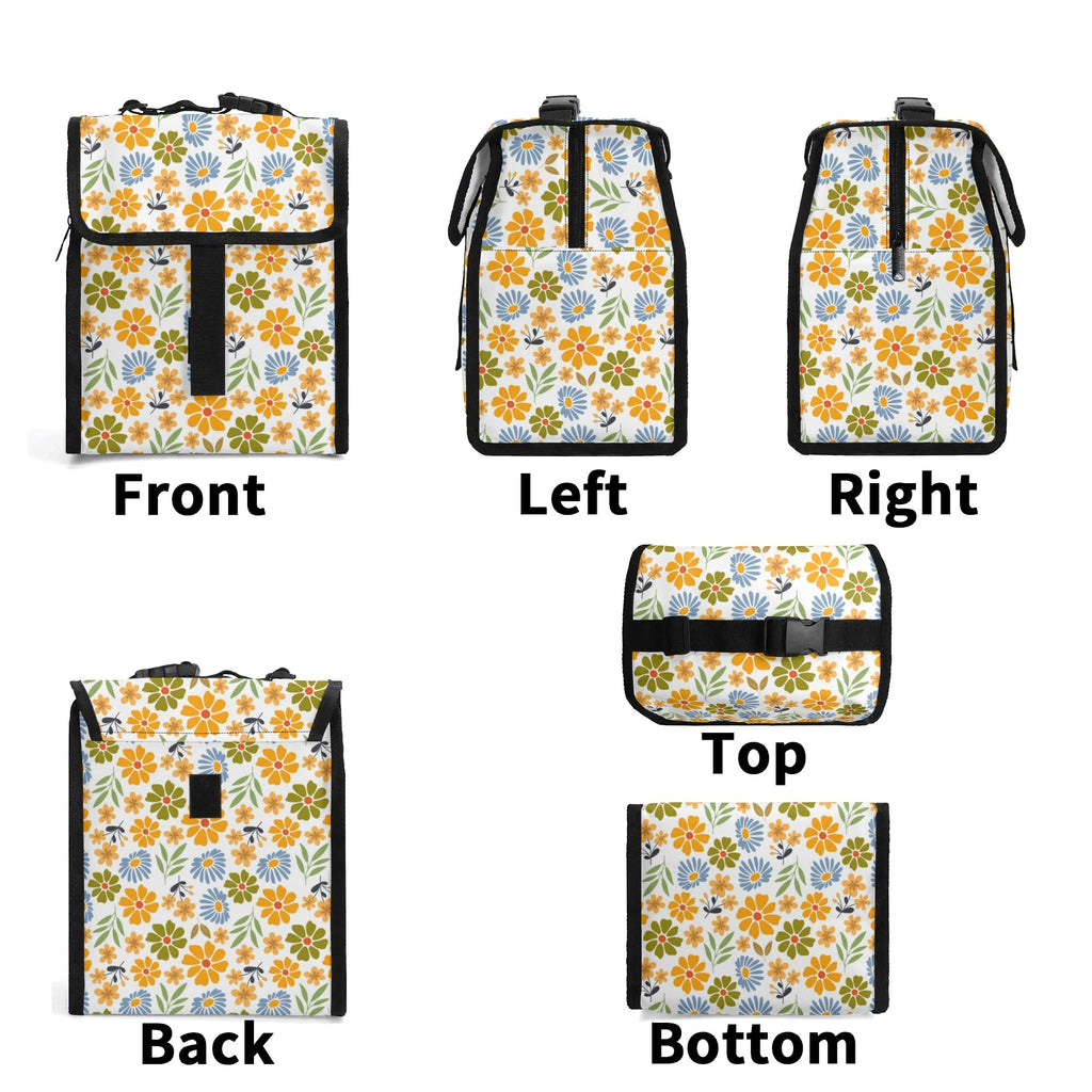 Retro Boho Flower - Flip-top Lunch Bag Flip Top Lunch Bag Printed Offshore Retro