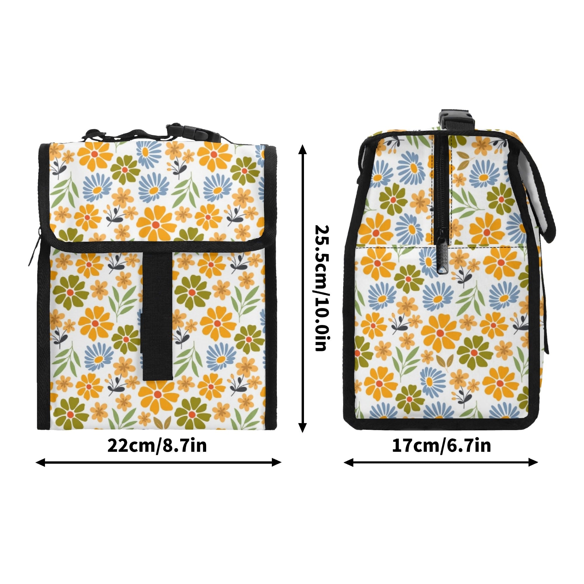 Retro Boho Flower - Flip-top Lunch Bag Flip Top Lunch Bag Printed Offshore Retro