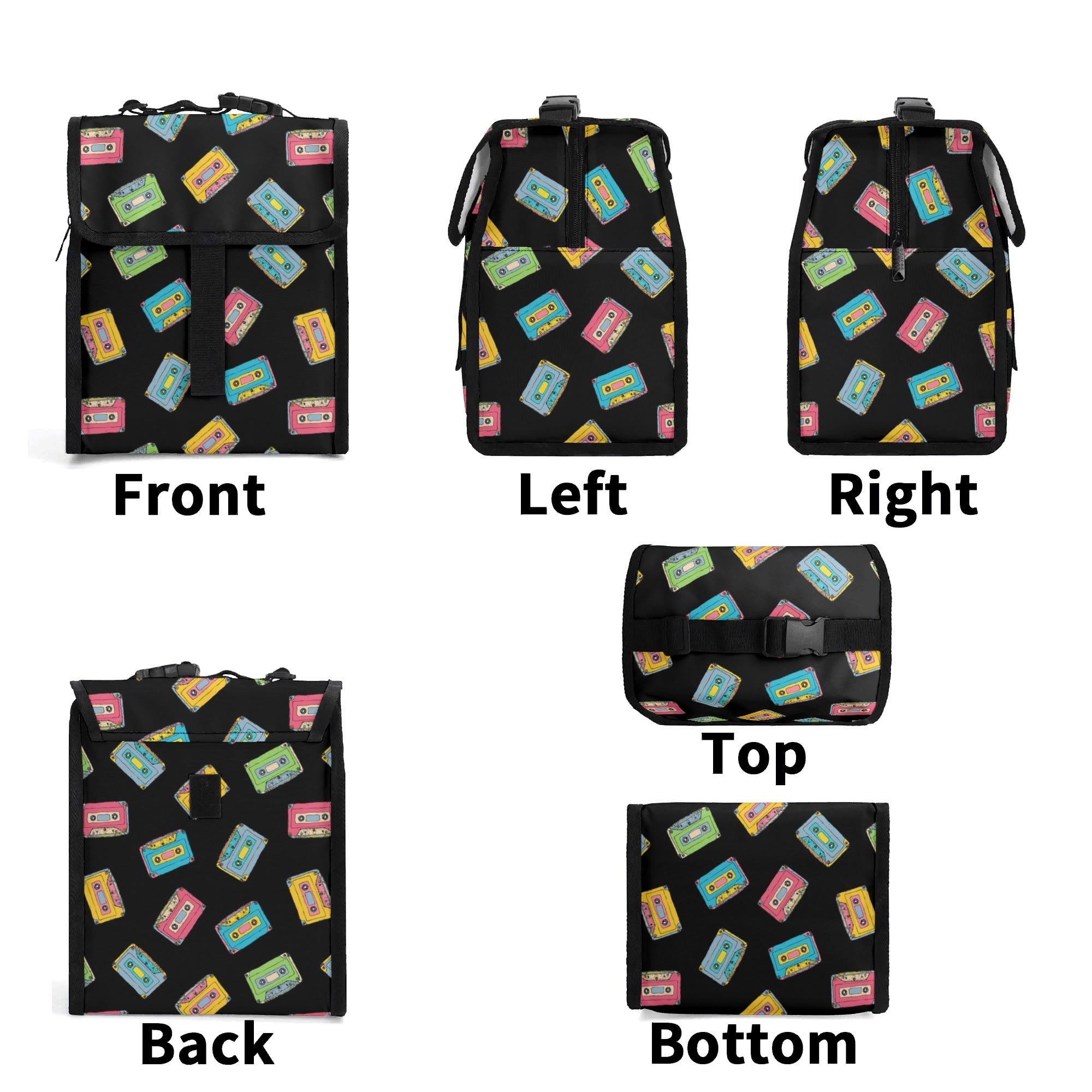 Colourful Cassettes Flip-top Lunch Bag Flip Top Lunch Bag Music Printed Offshore