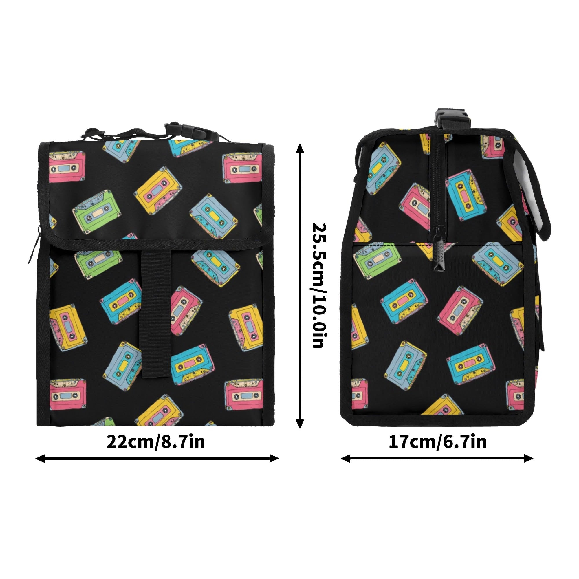 Colourful Cassettes Flip-top Lunch Bag Flip Top Lunch Bag Music Printed Offshore