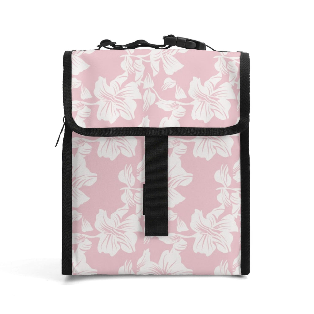 Pink Hawaiian Floral Flip-top Lunch Bag Default Title Flip Top Lunch Bag Plants Printed Offshore