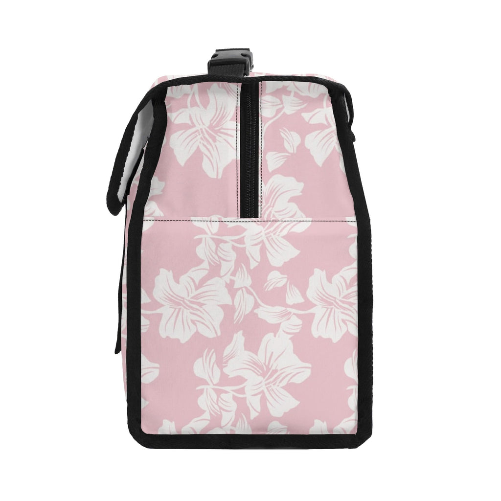 Pink Hawaiian Floral Flip-top Lunch Bag Flip Top Lunch Bag Plants Printed Offshore