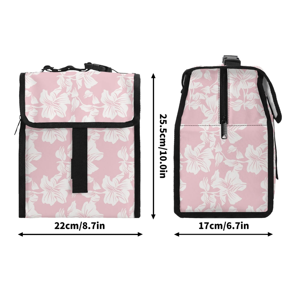Pink Hawaiian Floral Flip-top Lunch Bag Flip Top Lunch Bag Plants Printed Offshore