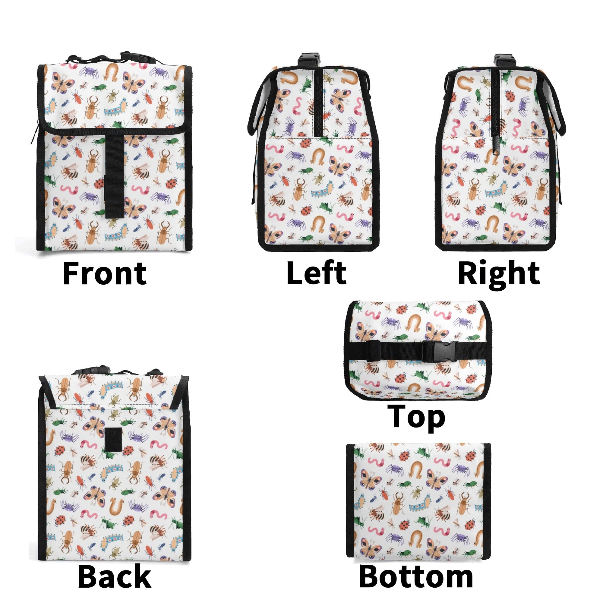 Cute Little Bugs Flip-top Lunch Bag Flip Top Lunch Bag animal Printed Offshore
