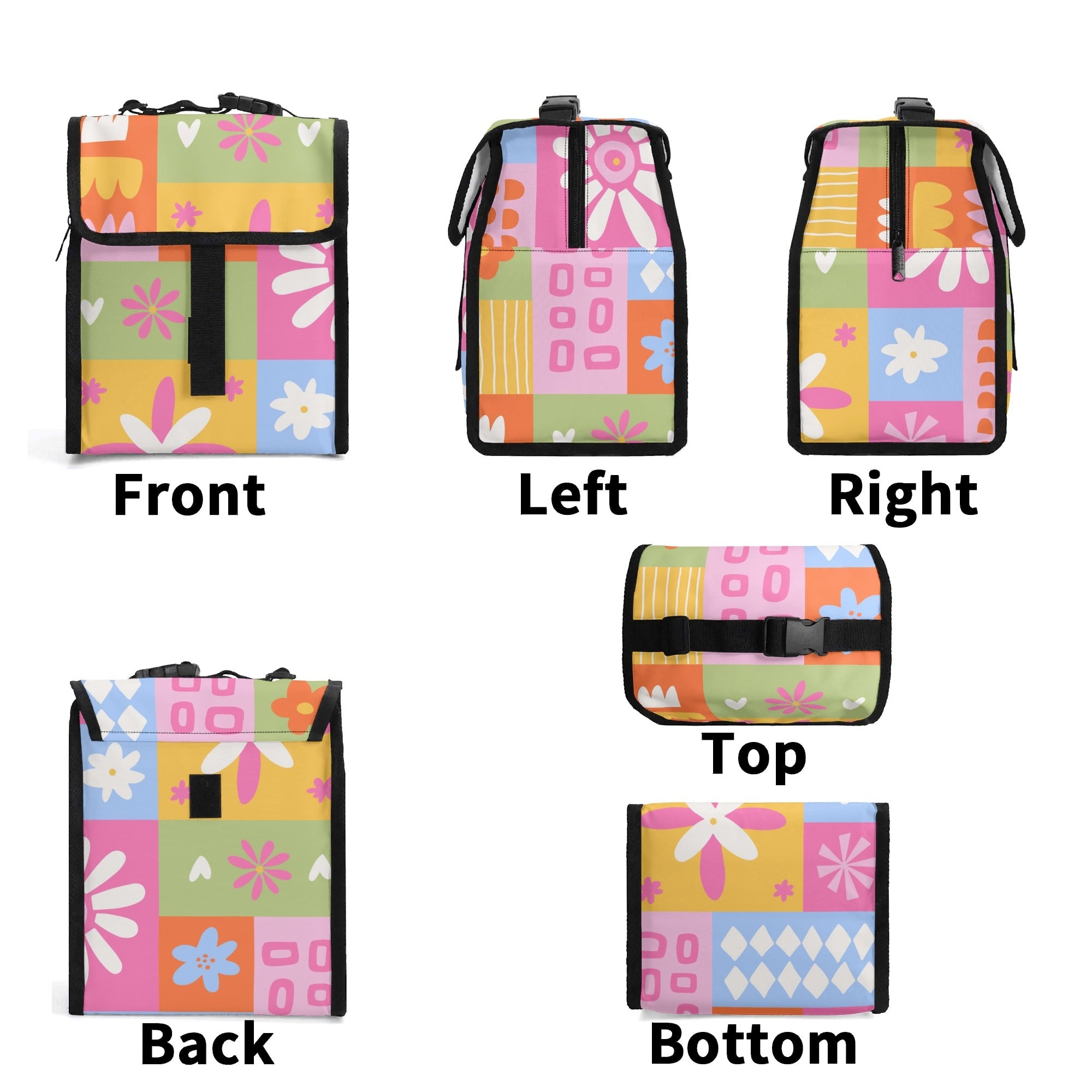 Floral Patchwork Flip-top Lunch Bag Flip Top Lunch Bag Plants Printed Offshore