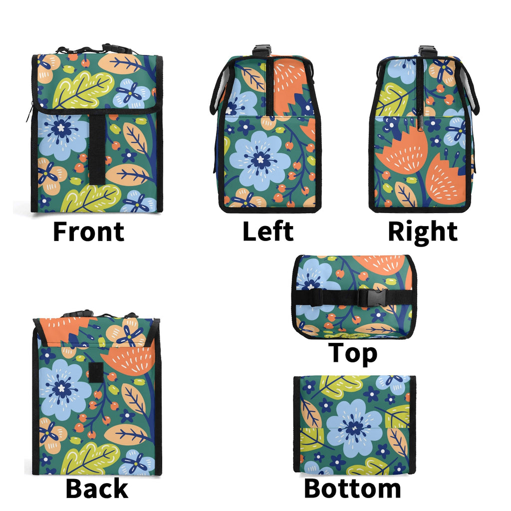 Bright Boho Flowers Flip-top Lunch Bag Plants Printed Offshore