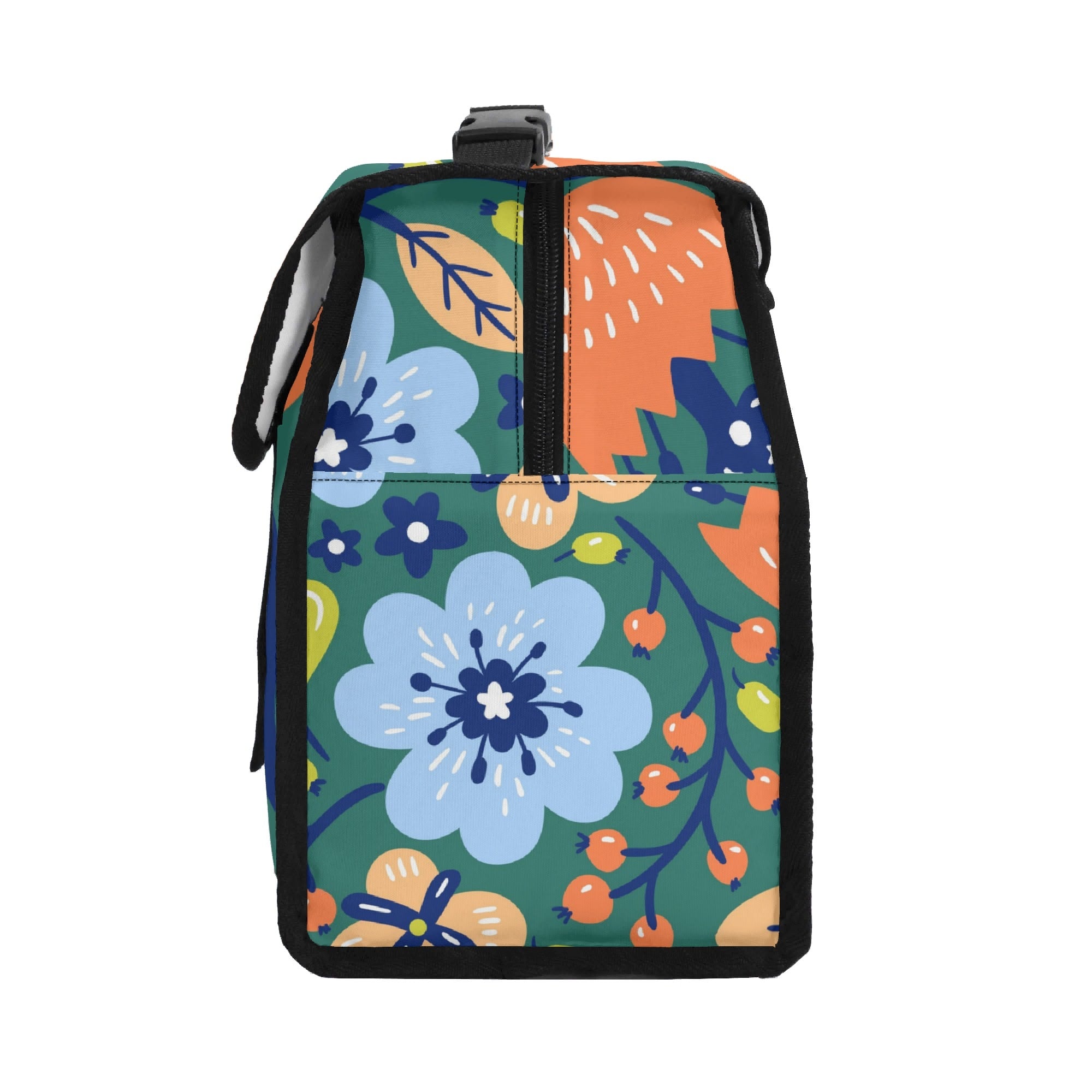 Bright Boho Flowers Flip-top Lunch Bag Plants Printed Offshore