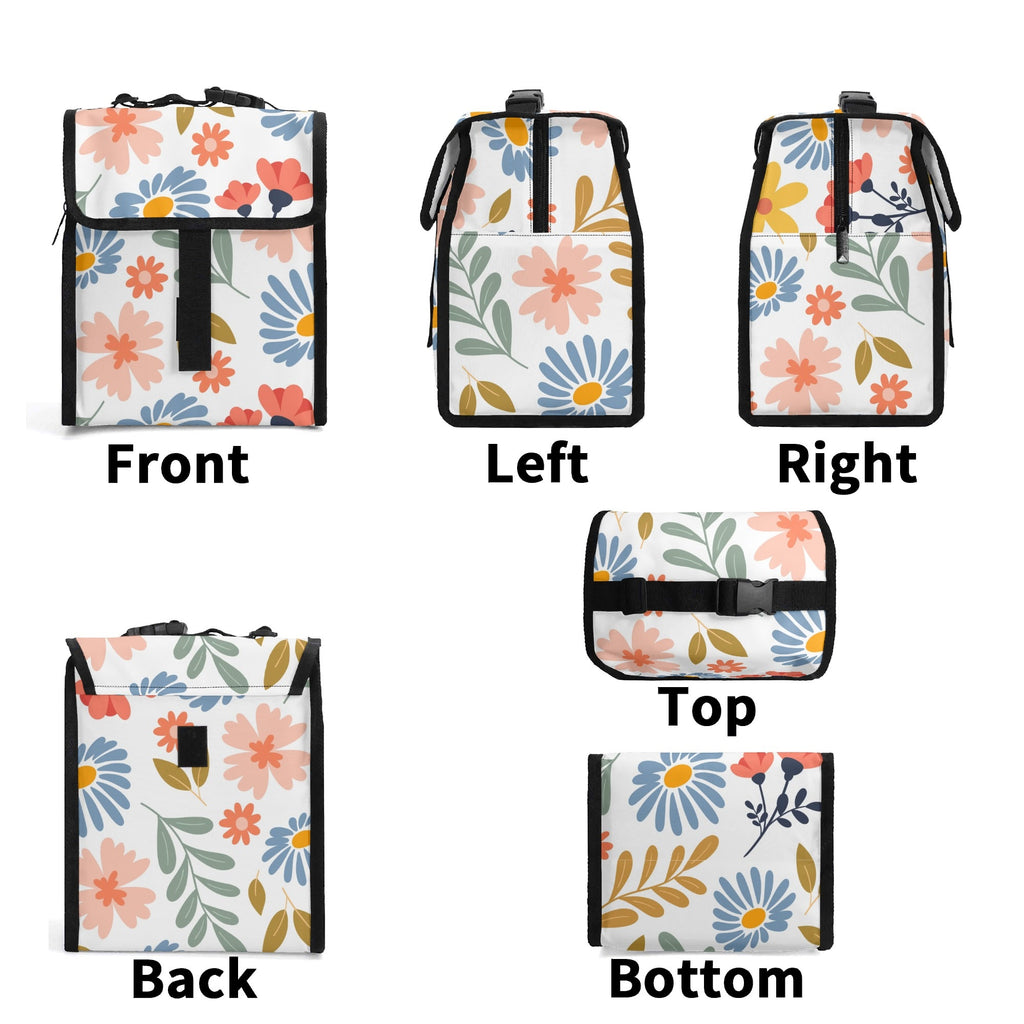 Boho Flowers And Leaves Flip-top Lunch Bag Plants Printed Offshore