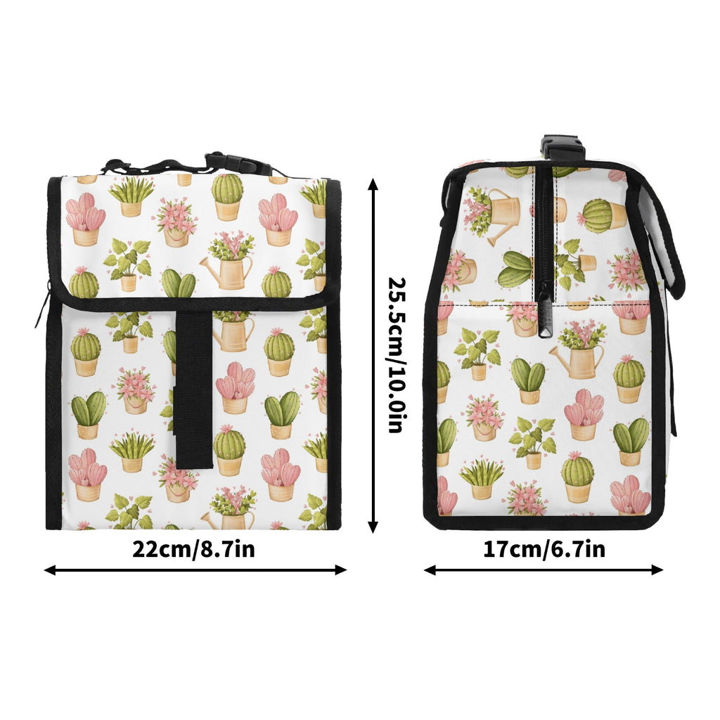 Cactus Pots And Flowers Flip-top Lunch Bag Plants Printed Offshore