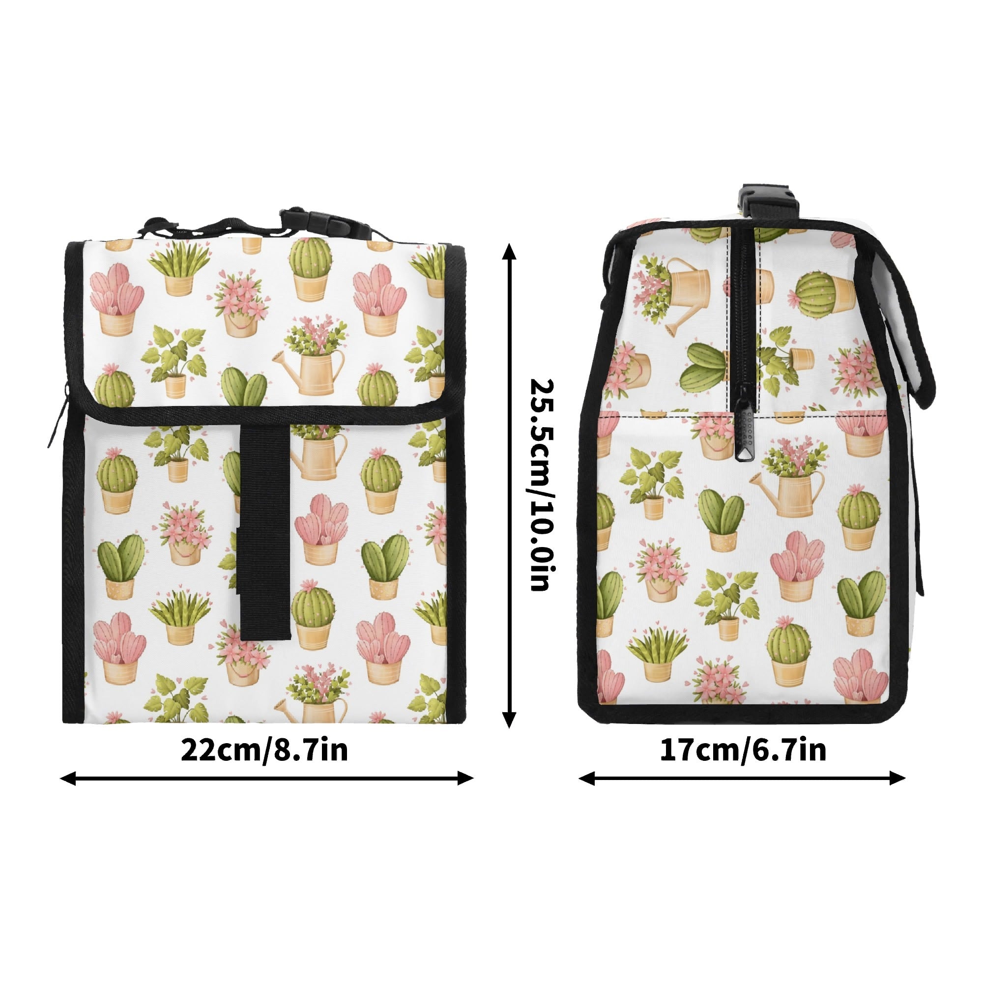 Cactus Pots And Flowers Flip-top Lunch Bag Plants Printed Offshore