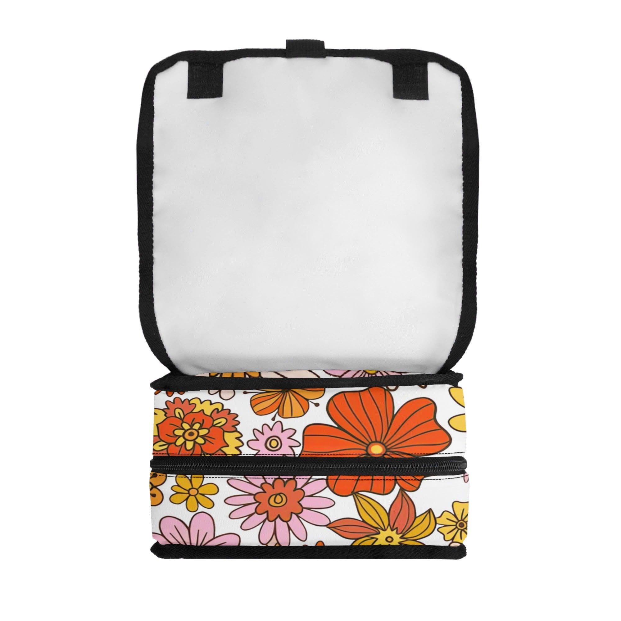 Orange Retro Flowers Flip-top Lunch Bag Printed Offshore Retro