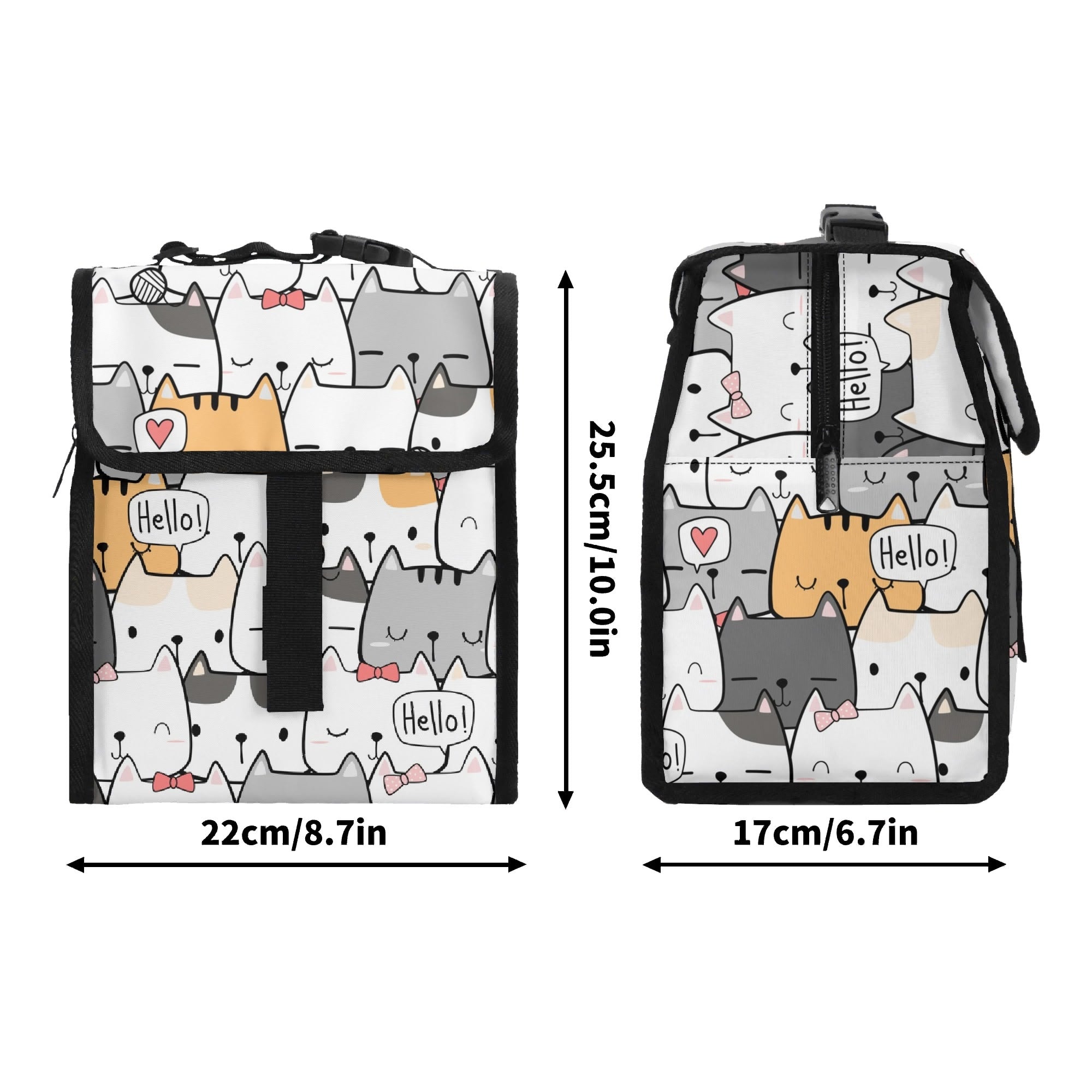 Cat Hello Flip-top Lunch Bag animal Printed Offshore
