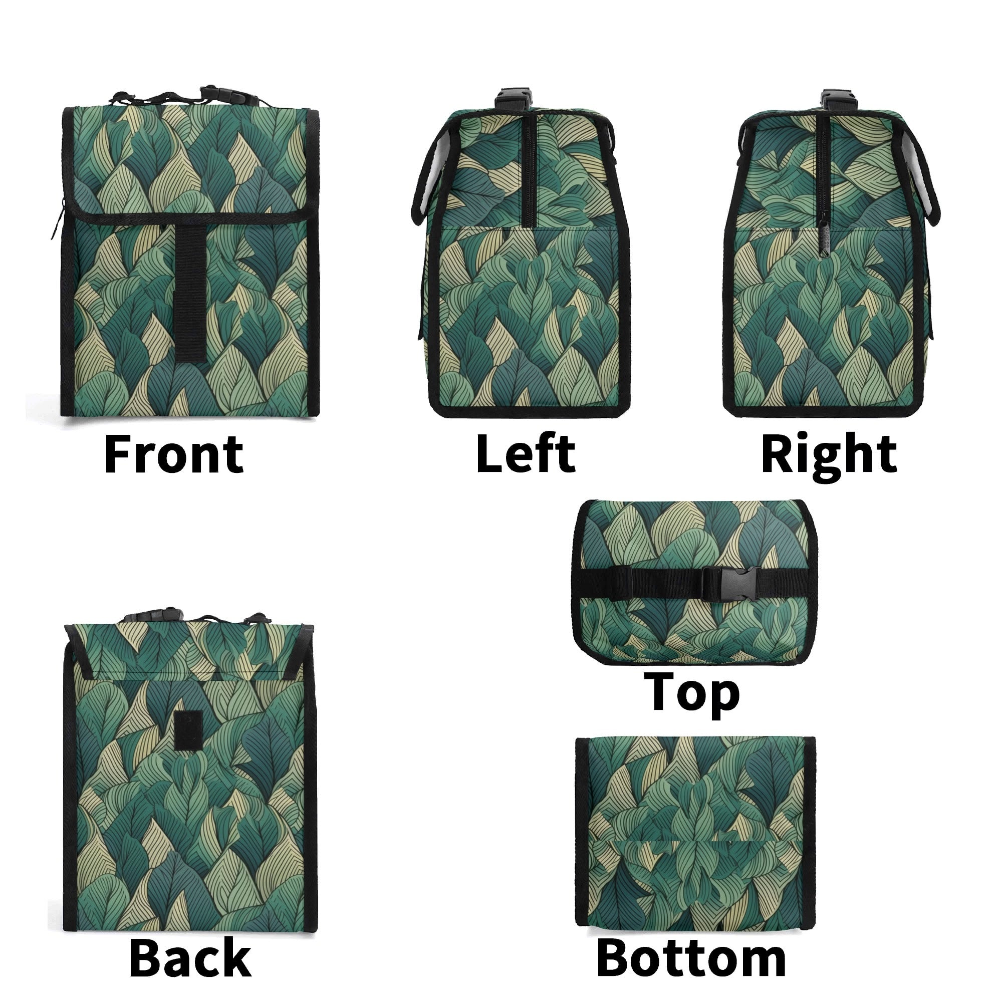 Leaf Pattern Flip-top Lunch Bag Plants Printed Offshore