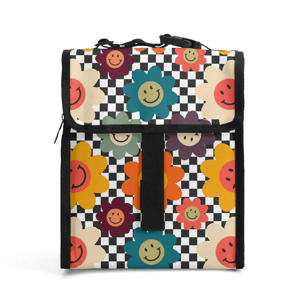 Happy Retro Flowers Flip-top Lunch Bag Default Title Flip Top Lunch Bag Printed Offshore Retro