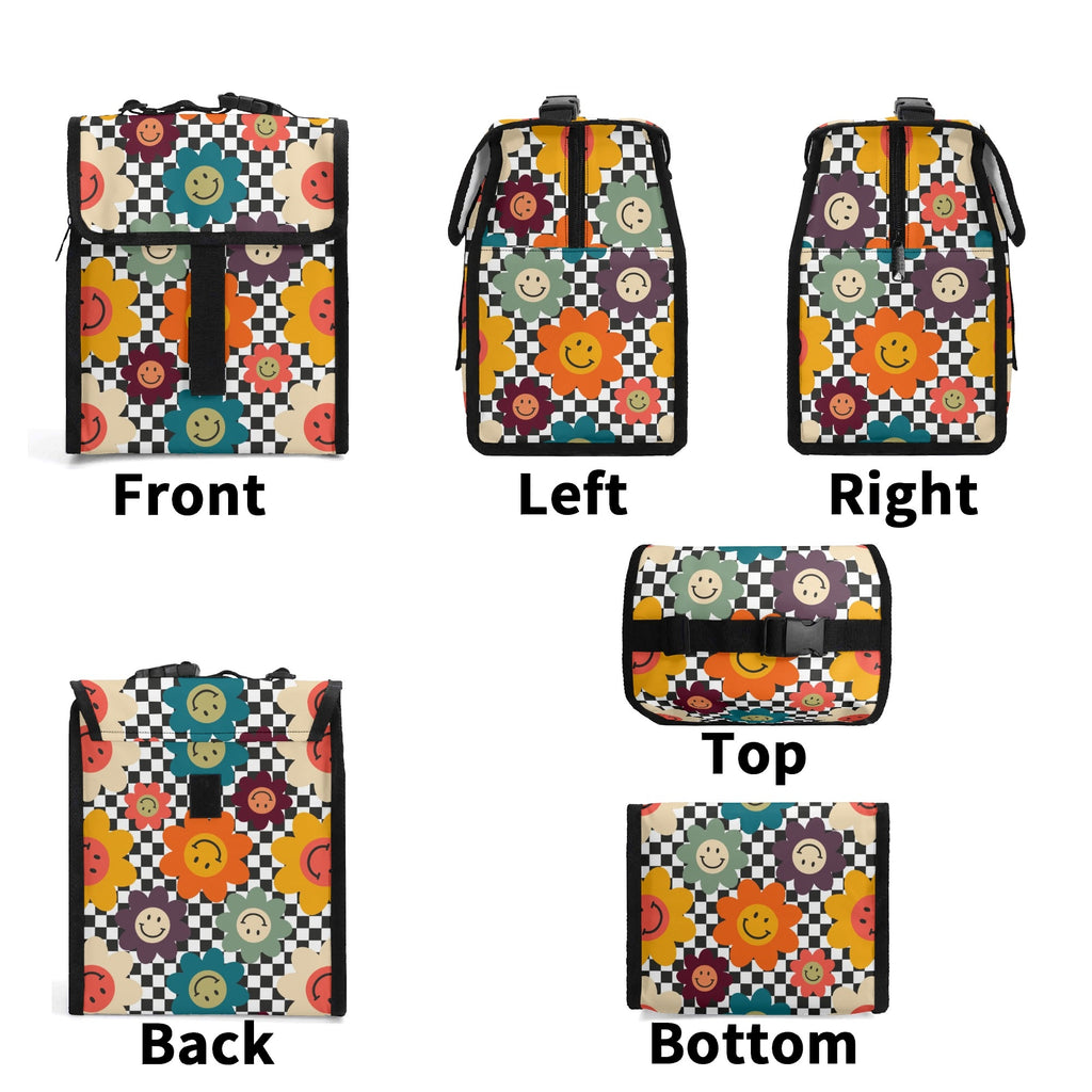 Happy Retro Flowers Flip-top Lunch Bag Flip Top Lunch Bag Printed Offshore Retro