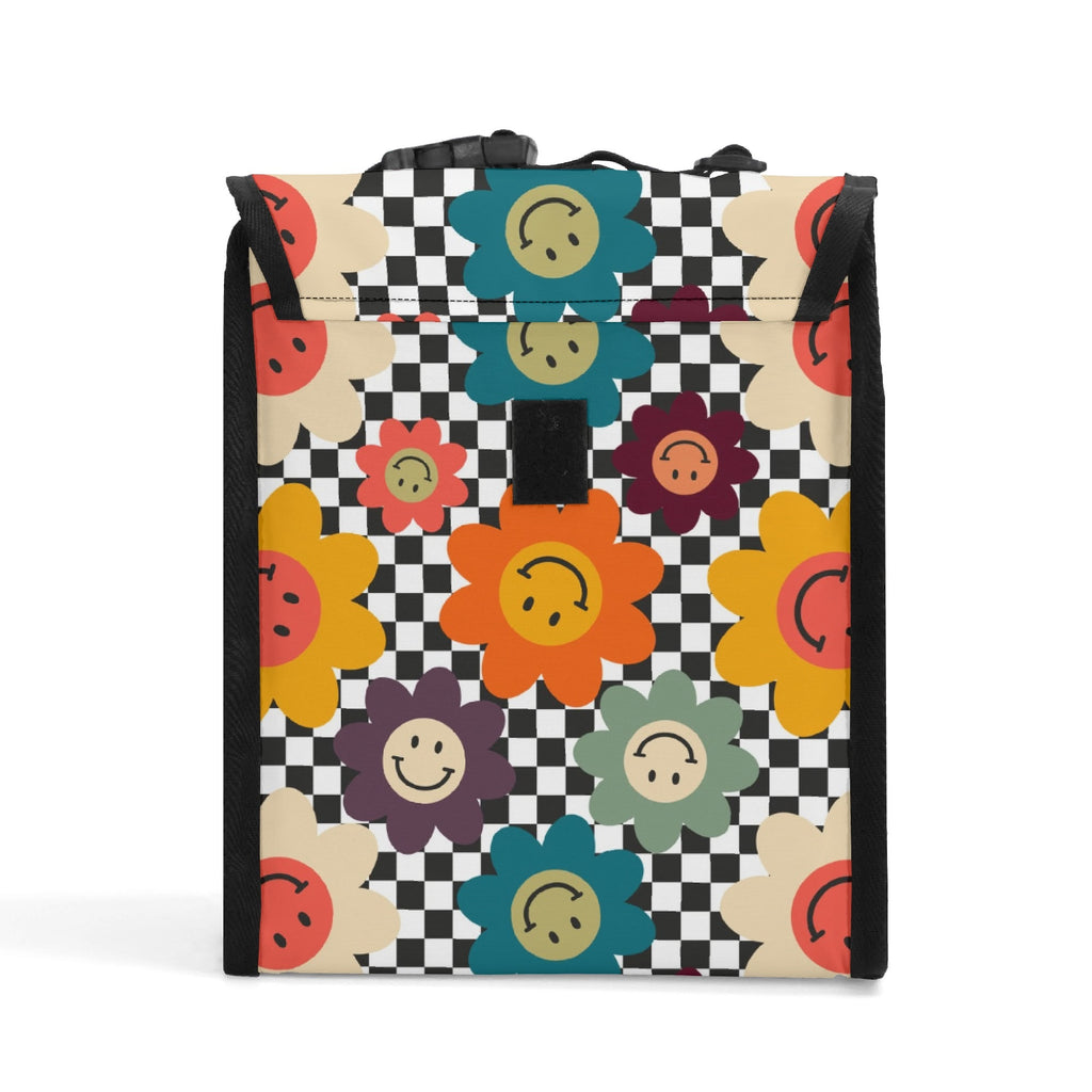 Happy Retro Flowers Flip-top Lunch Bag Flip Top Lunch Bag Printed Offshore Retro