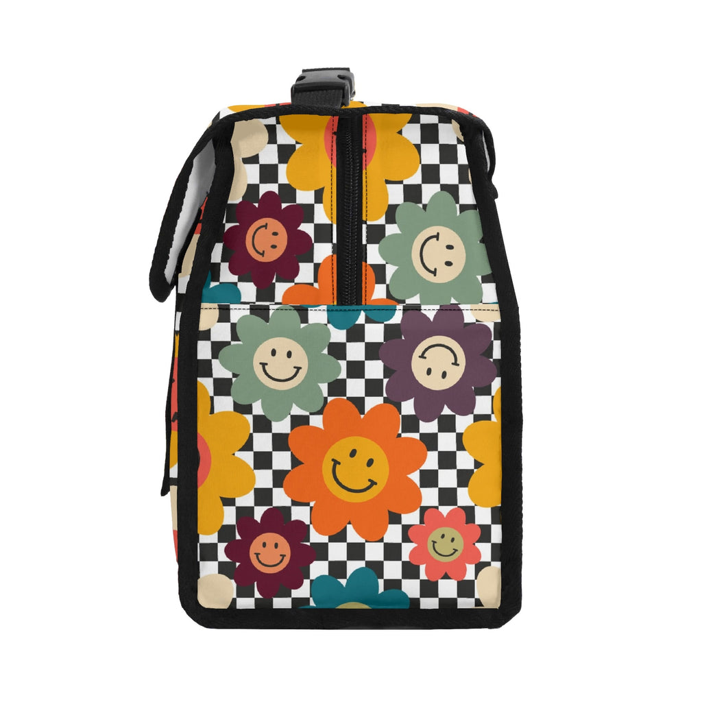 Happy Retro Flowers Flip-top Lunch Bag Flip Top Lunch Bag Printed Offshore Retro