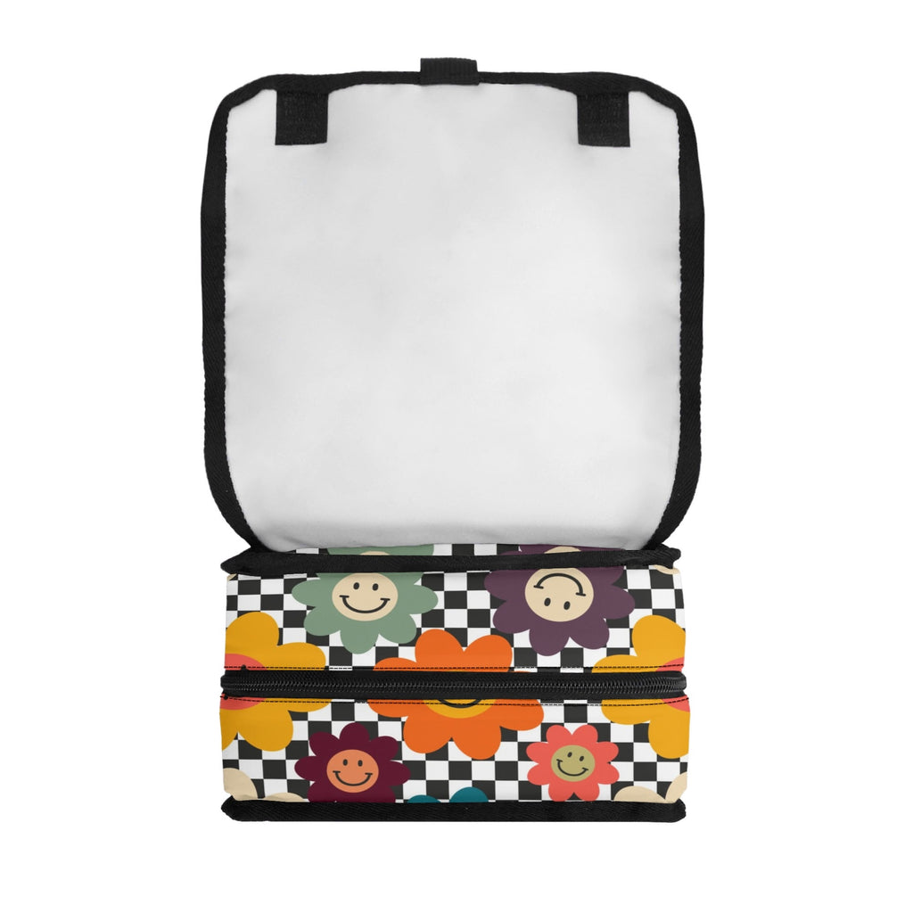 Happy Retro Flowers Flip-top Lunch Bag Flip Top Lunch Bag Printed Offshore Retro