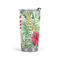 Personalised Tropical Flowers On White Stainless Steel 20oz Travel Mug Default Title Personalised 20oz Travel Mug Plants Printed Offshore