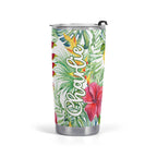 Personalised Tropical Flowers On White Stainless Steel 20oz Travel Mug Default Title Personalised 20oz Travel Mug Plants Printed Offshore