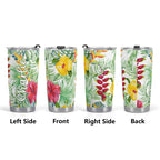 Personalised Tropical Flowers On White Stainless Steel 20oz Travel Mug Personalised 20oz Travel Mug Plants Printed Offshore