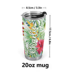 Personalised Tropical Flowers On White Stainless Steel 20oz Travel Mug Personalised 20oz Travel Mug Plants Printed Offshore