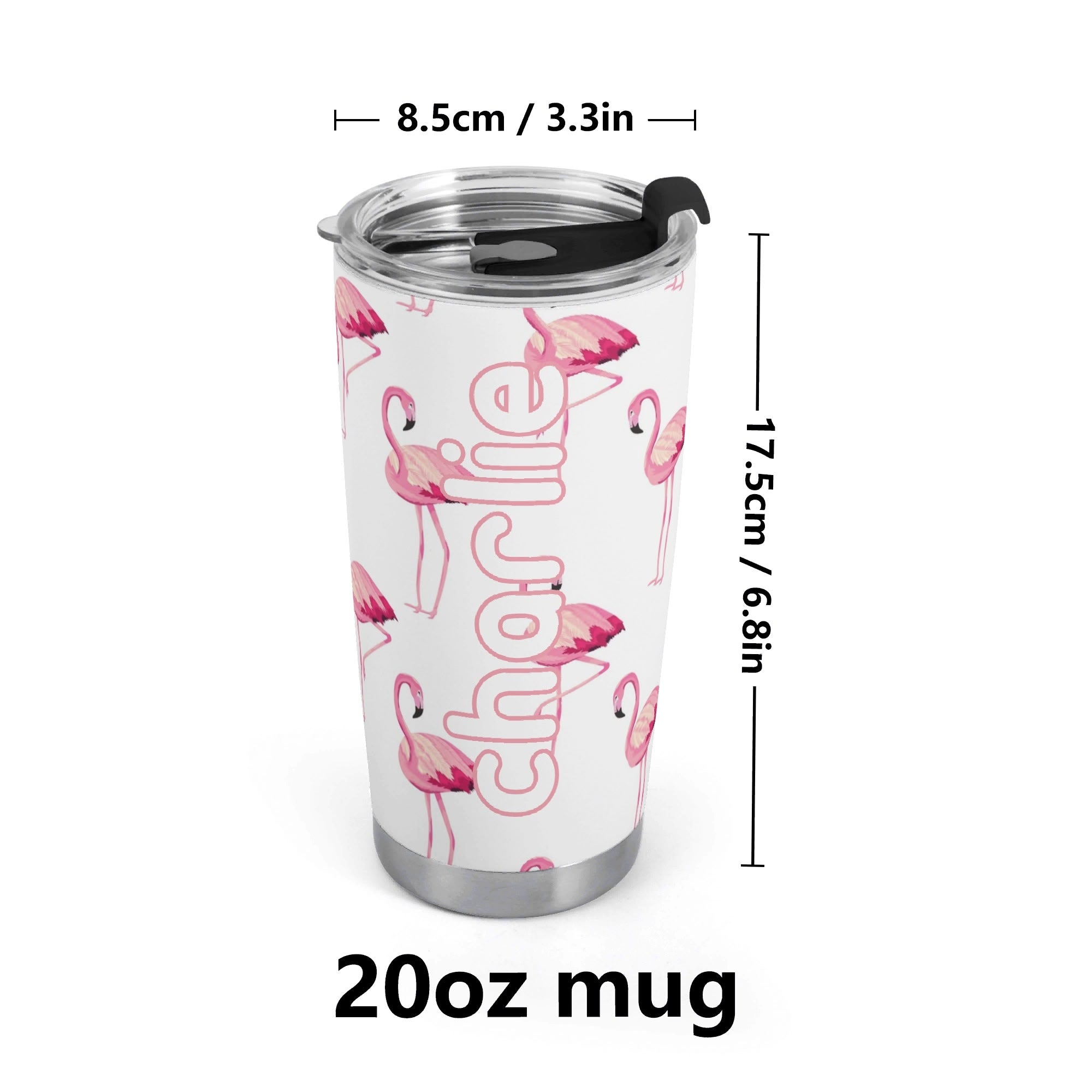 Personalised Flamingos Stainless Steel 20oz Travel Mug Personalised 20oz Travel Mug animal Printed Offshore