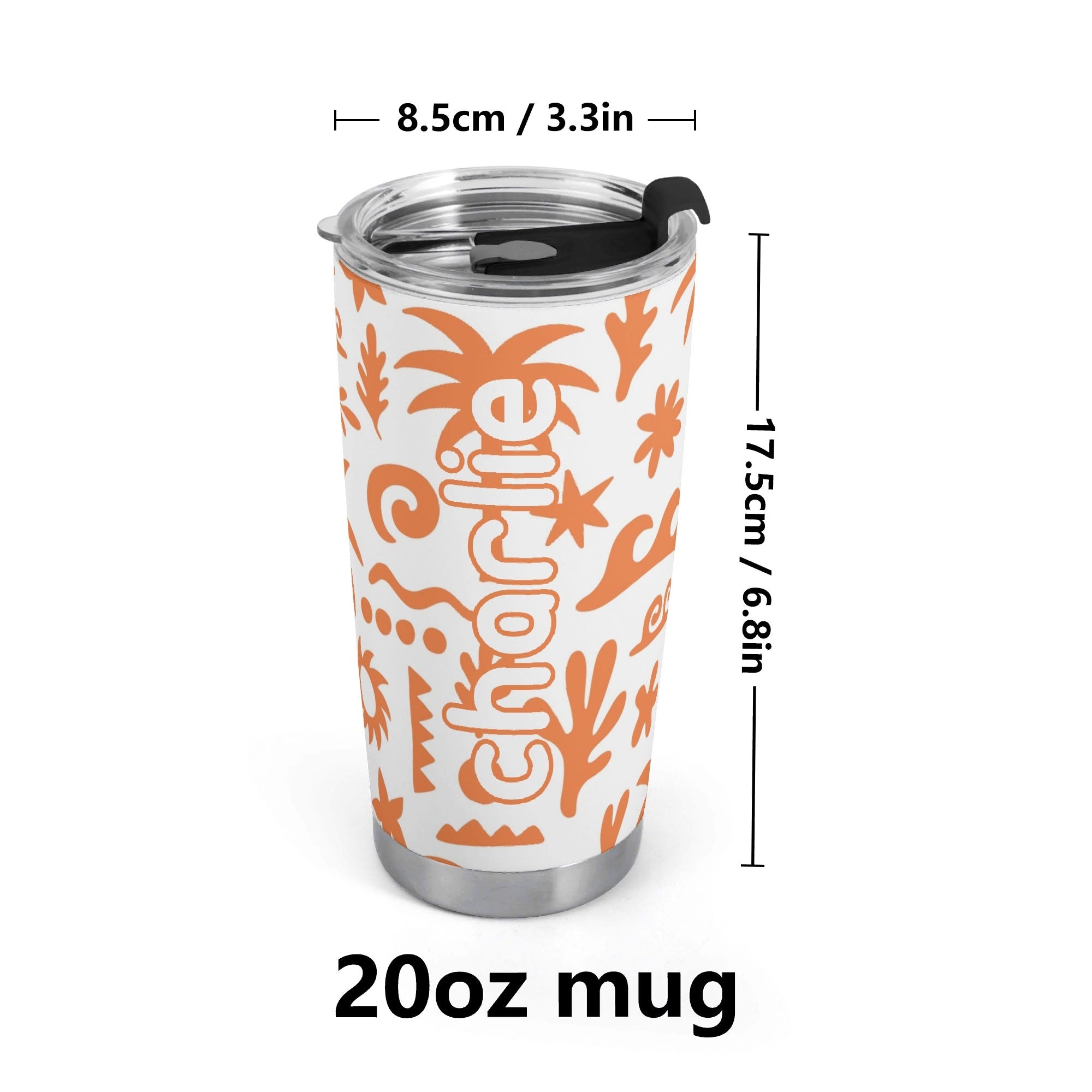Personalised Orange Surf Stainless Steel 20oz Travel Mug Personalised 20oz Travel Mug Printed Offshore Surf