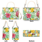 Tropical Flowers On White Luxury PU Leather Handbag Luxury PU Leather Handbag Plants Printed Offshore